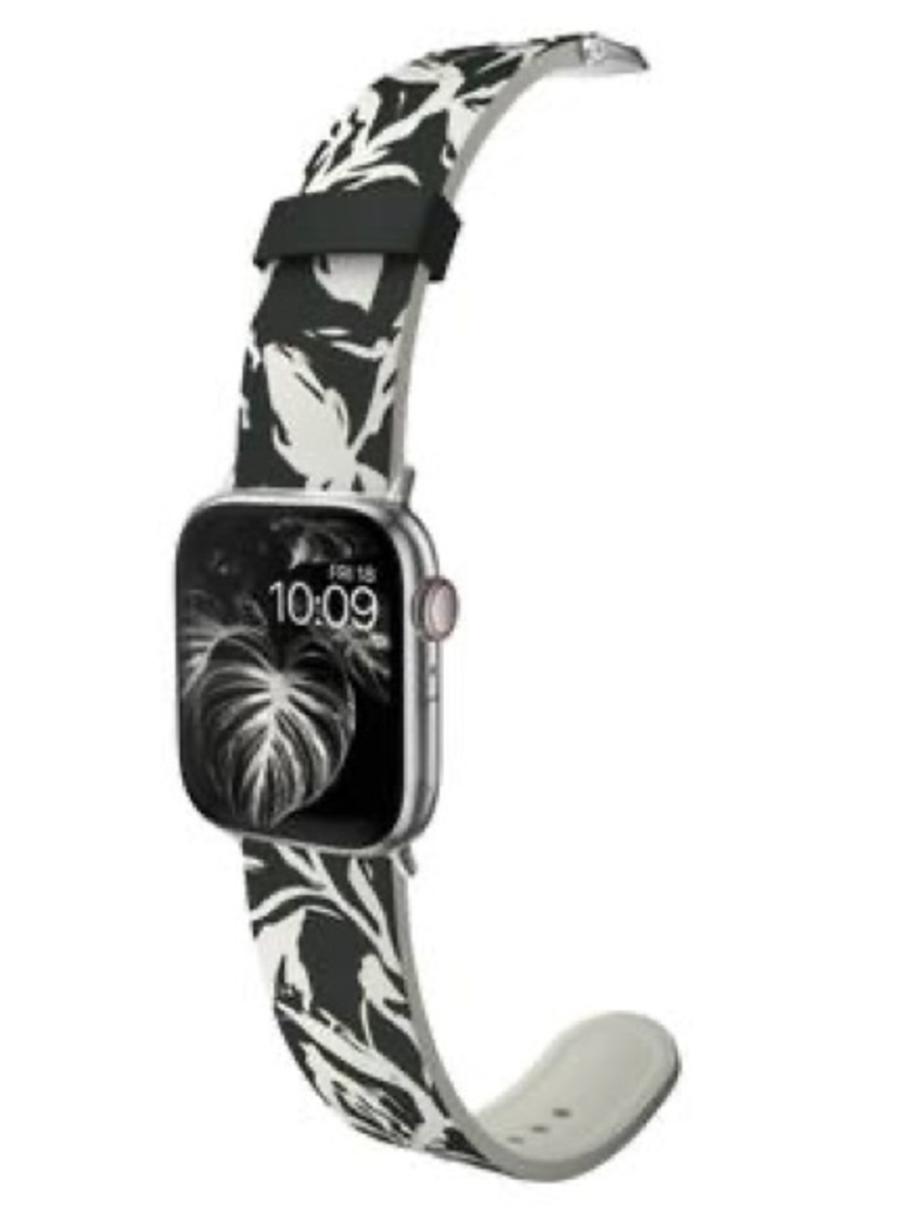 Black & White Floral Silicone Apple Watch Band